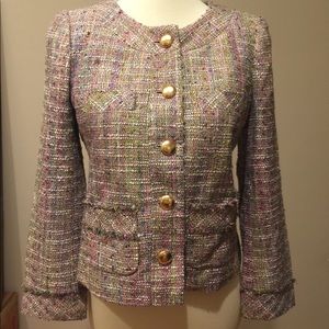 J Crew • Tailored Blazer Frayed Pockets Size 4 EUC